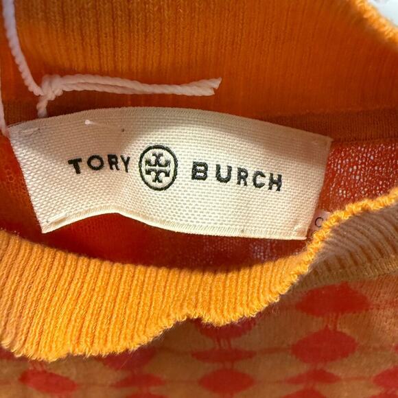 Tory Burch Knit Mock-Neck Sweater Bright Orange Poppy Size Small NWT Mod Retro - Picture 6 of 8